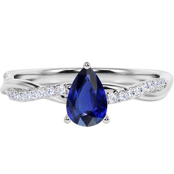 66624 Solitaire with Accents Ceylon Sapphire 2.50 CT Twist Style Ring, Size 6.5