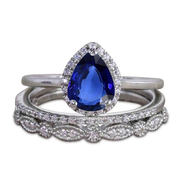 66631 2.50 CT Vintage Style Gemstone Diamond Engagement Ring Set, Gold - Size 6.5