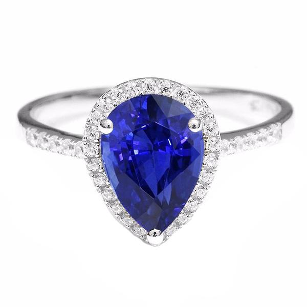 Picture of Harry Chad Enterprises 66634 Diamond Halo Ceylon Sapphire 3.75 CT with Accents Engagement Ring, Size 6.5