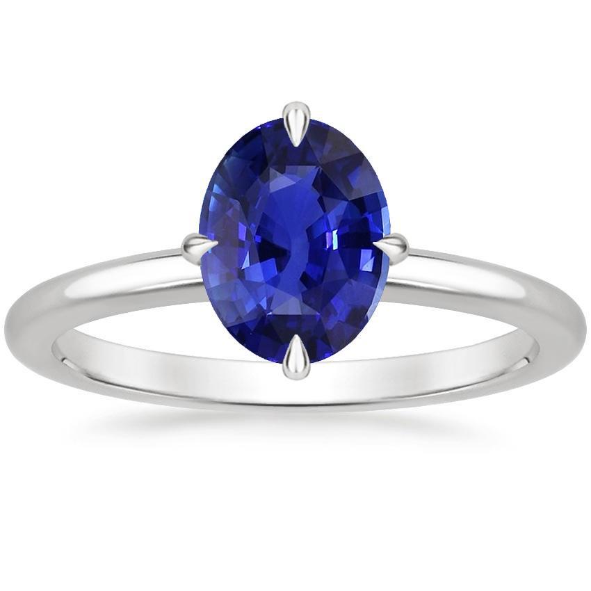 Picture of Harry Chad Enterprises 66646 3 CT Solitaire Blue Oval Cut Prong Setting Sapphire Ring, Size 6.5