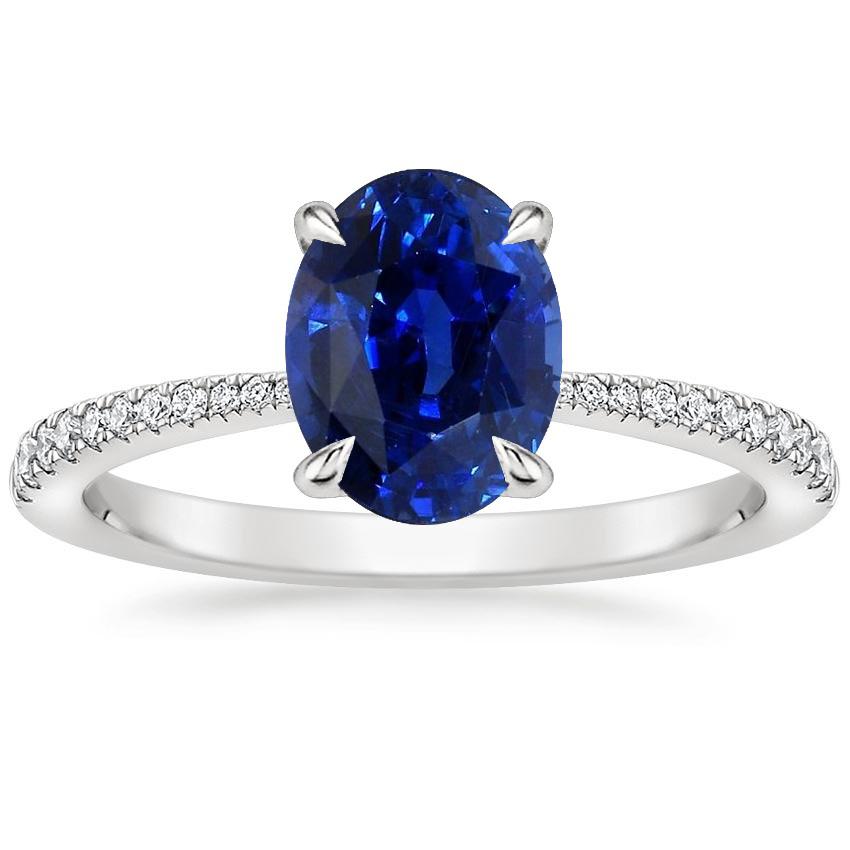 Picture of Harry Chad Enterprises 66647 3.50 CT Solitaire with Accents Oval Sri Lankan Sapphire Ring, Size 6.5