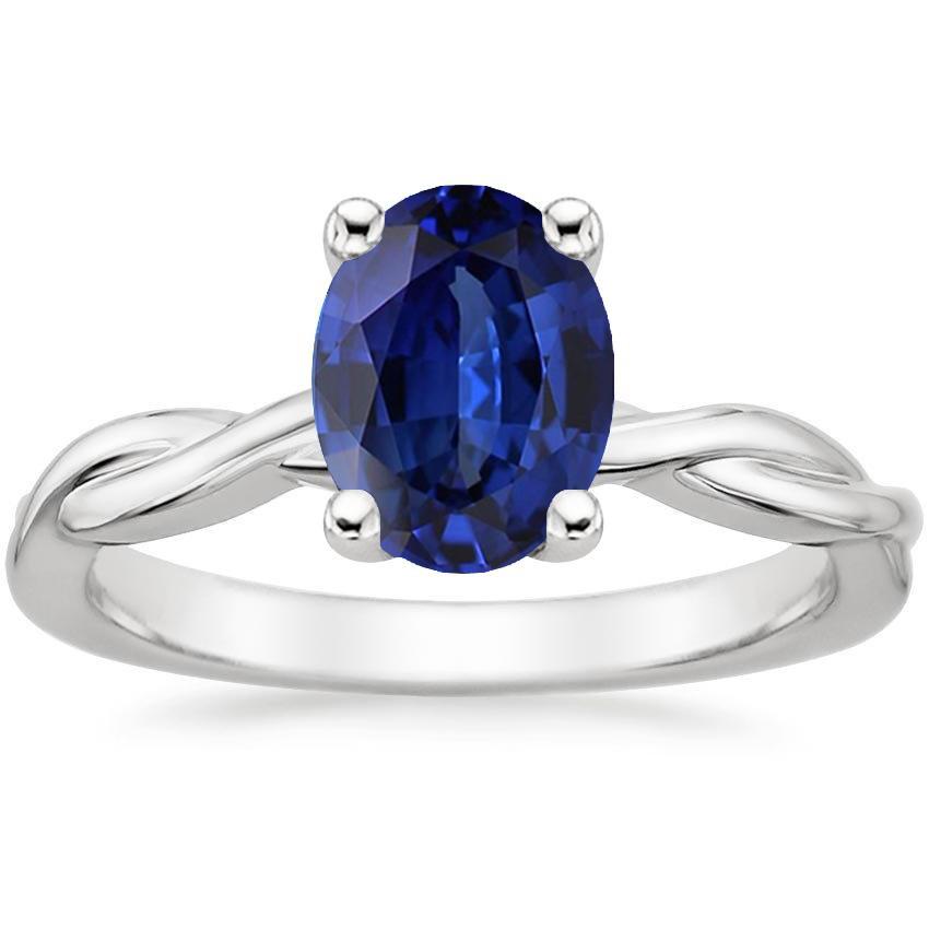 Picture of Harry Chad Enterprises 66649 2 CT Solitaire Gold Twist Style Oval Blue Sapphire Ring, Size 6.5