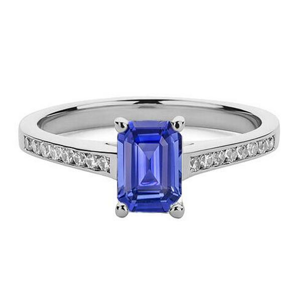 67079 2 CT Gemstone Ceylon Channel Set Diamonds Sapphire Ring, Size 6.5