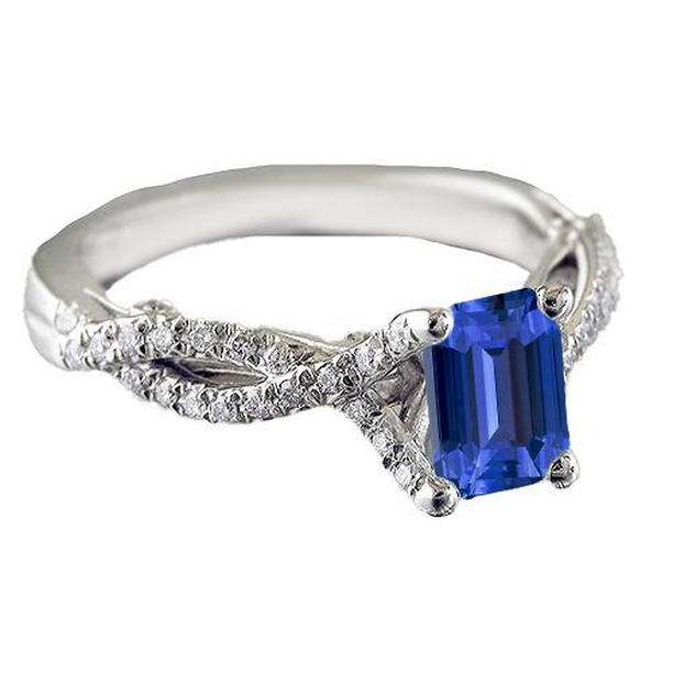 2.50 CT Solitaire Ceylon Twisted Style Diamonds Sapphire Ring, Size 6.5