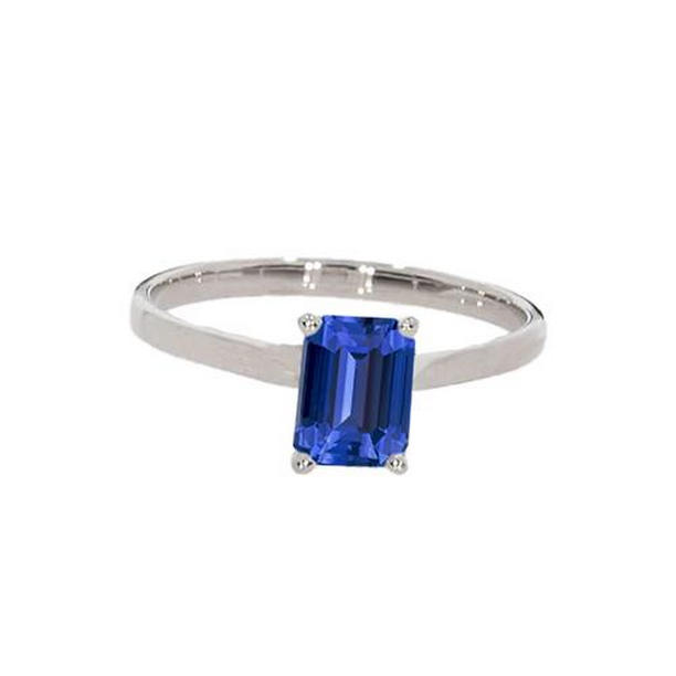 67093 1.50 CT Solitaire Natural Blue Sapphire Ring Emerald Prong Set, Size 6.5