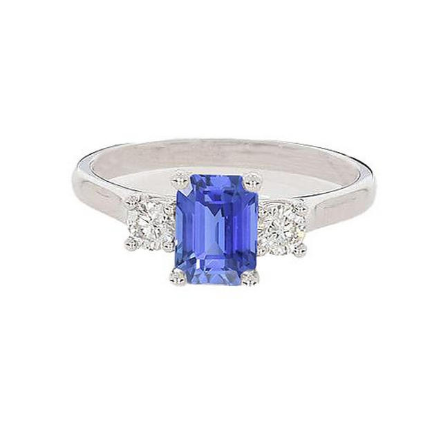 Picture of Harry Chad Enterprises 67096 2.50 CT 3 Stone Blue Sapphire Emerald & Round Diamond Ring&#44; Size 6.5