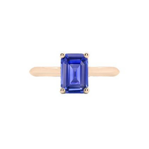 67106 1.50 CT Solitaire Emerald Ceylon Sapphire Ring, 14K Rose Gold - Size 6.5