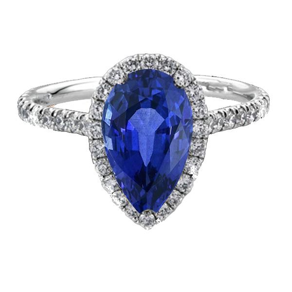 Picture of Harry Chad Enterprises 67113 Halo Pear Sri Lankan Sapphire & 4.50 CT Womens Diamond Ring&#44; Size 6.5