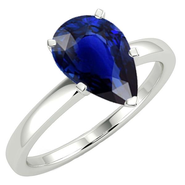 67115 Pear Shaped Solitaire Ceylon Sapphire Ring 3 CT Prong Set, Size 6.5