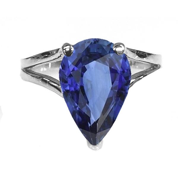67116 3 CT Solitaire Blue Sapphire Split Shank Wedding Ring, Size 6.5