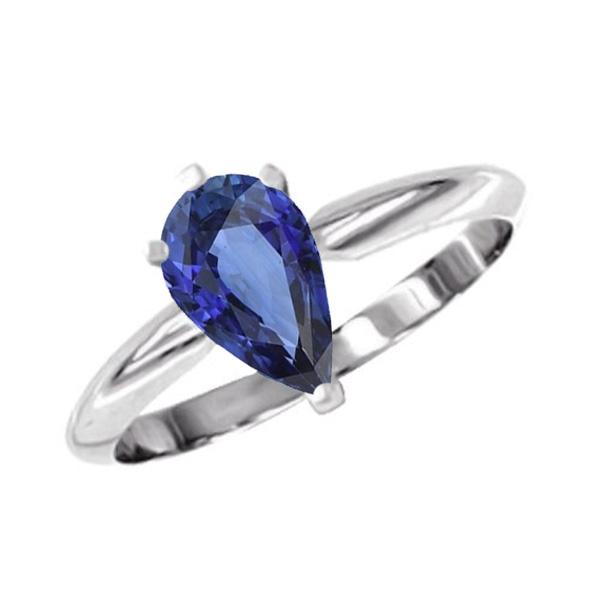 67125 2 CT Solitaire Gold Jewelry Pear Ceylon Sapphire Ring, Size 6.5