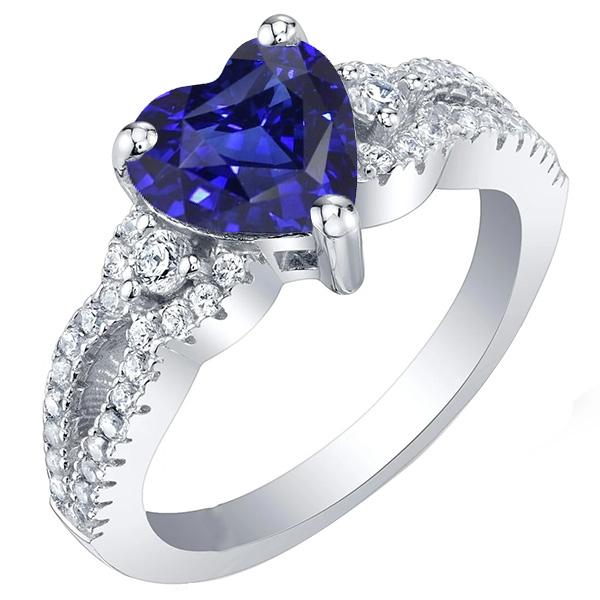 4.50 CT Heart Cut Blue Sapphire Split Shank Gemstone Ring, Size 6.5