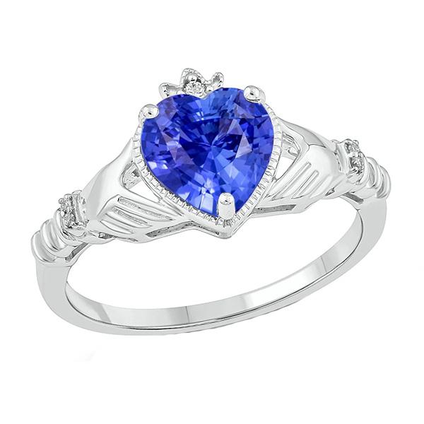 67597 Diamond Heart Light Blue 2 CT Ladies Sapphire Ring, Size 6.5