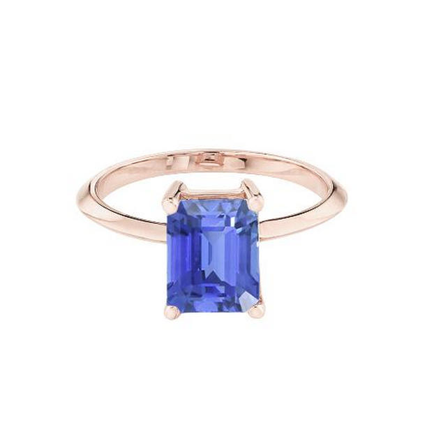68044 1.50 CT Classic Emerald Blue Sapphire Solitaire Ring, 14K Rose Gold - Size 6.5
