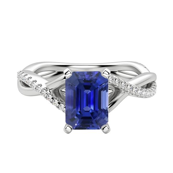 68075 3.50 CT Ceylon Sapphire Emerald Twisted Style Gemstone Ring, Size 6.5