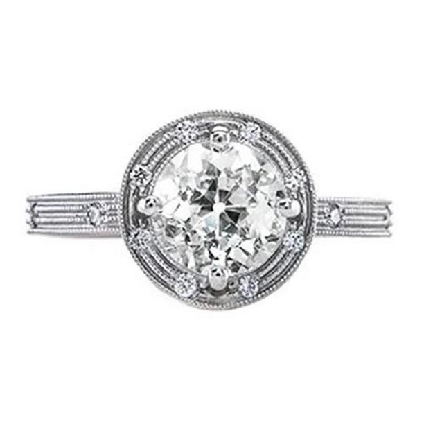 68968 1.50 CT Vintage Style Round Cut Old Miner Halo Ring, Size 6.5