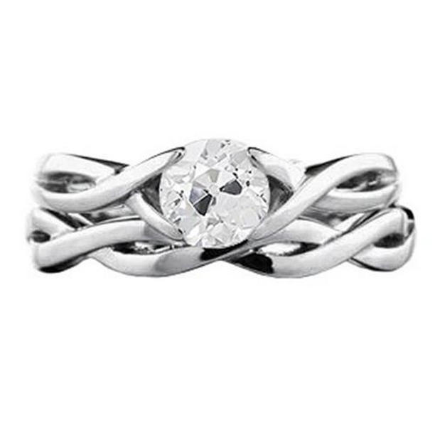 Solitaire Old Miner 1 CT Infinity Style Shank Engagement Ring, Size 6.5