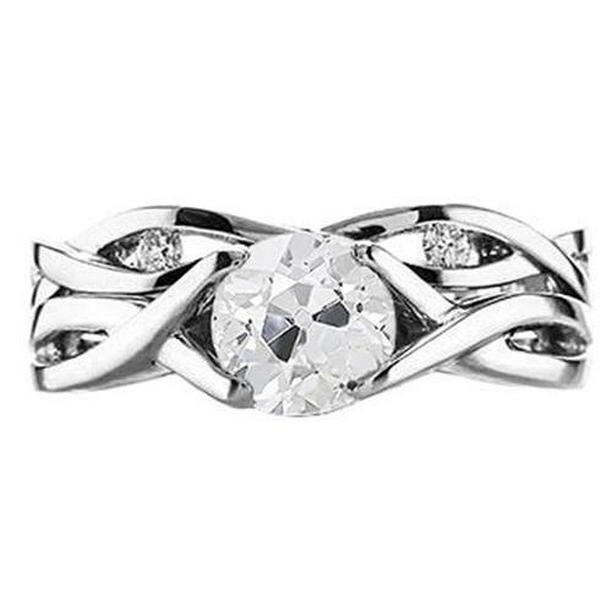68972 Ladies 3 Stone Old Miner 1.25 CT Twisted Shank Diamond Fancy Ring, Size 6.5