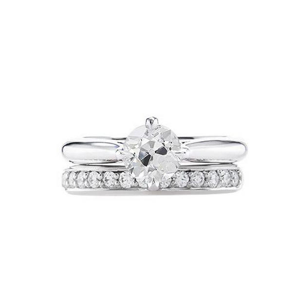 68979 Gold Diamond Engagement Old Cut Ring Band Set 1.75 CT Channel Set, Size 6.5