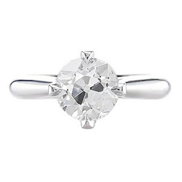 68980 1 CT Diamond Round Old Mine Cut Solitaire Ring, White Gold - Size 6.5
