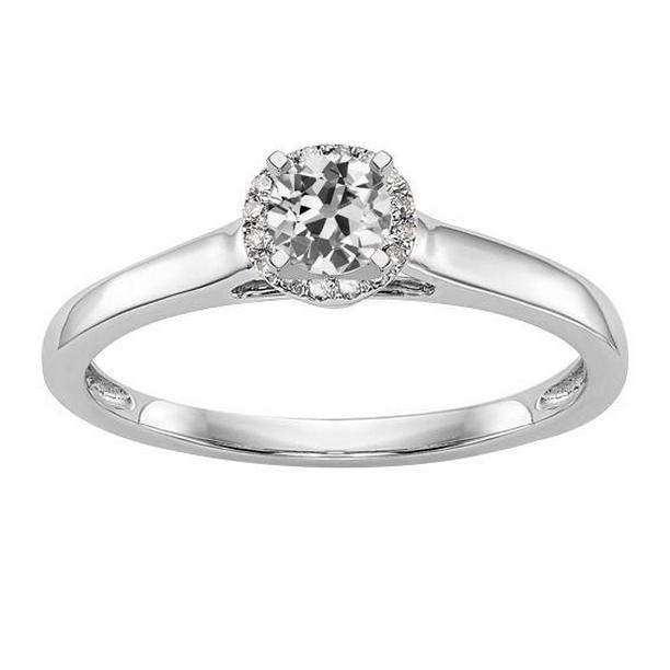 70613 Ladies Round Old Mine Cut Diamond 1.75 CT Gold Halo Ring, Size 6.5