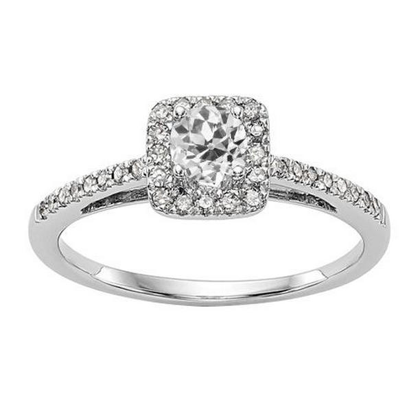 3 CT Womens Halo Engagement Ring with Accents Old Cut Diamond, Size 6.5