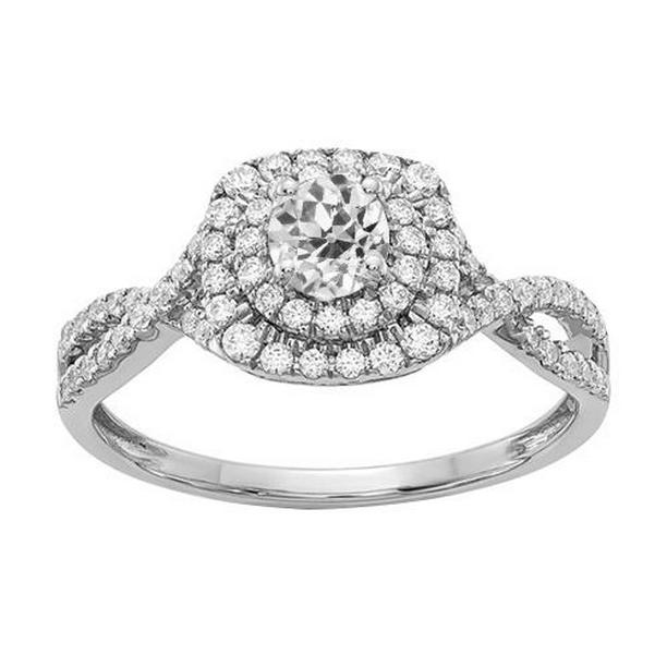 70639 3.25 CT Double Old Miner Diamond Gold Infinity Style Halo Ring, Size 6.5