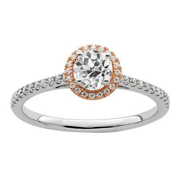 Picture of Harry Chad Enterprises 70644 3 CT Halo Round Old Mine Cut Two Tone Diamond Ring, Size 6.5