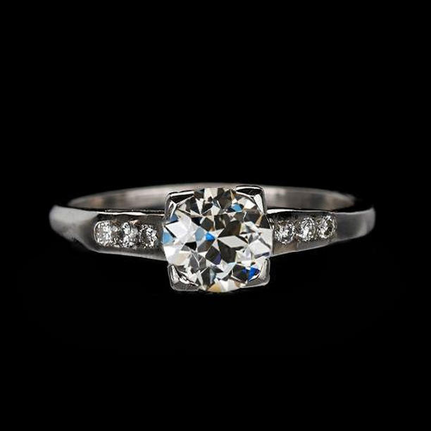 71094 1.25 CT Round Old Mine Cut Diamond 14K Gold Engagement Ring, Size 6.5