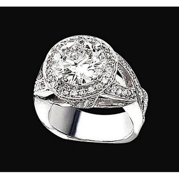11282 2.06 CT Diamond Split Shank Halo Ring, 14K White Gold - Size 6.5