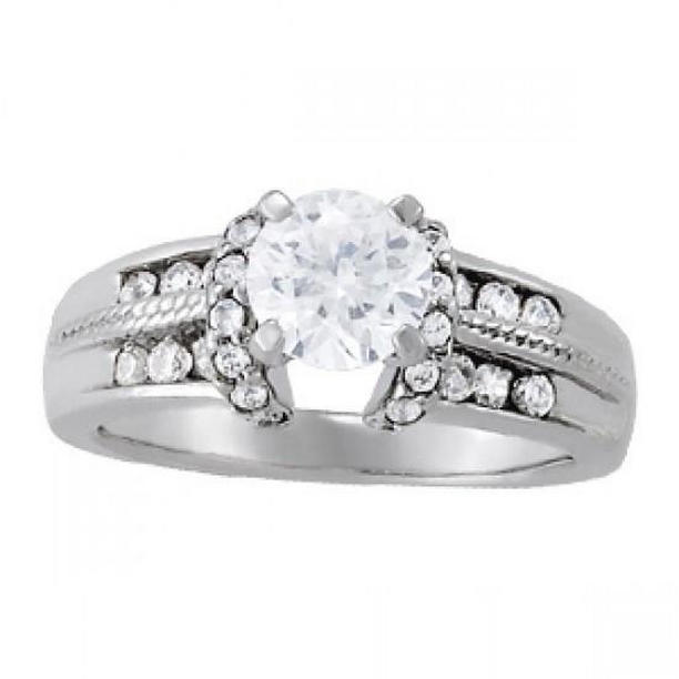 11296 1.75 CT Sparkling Diamond Engagement Fancy Ring, 14K White Gold - Size 6.5