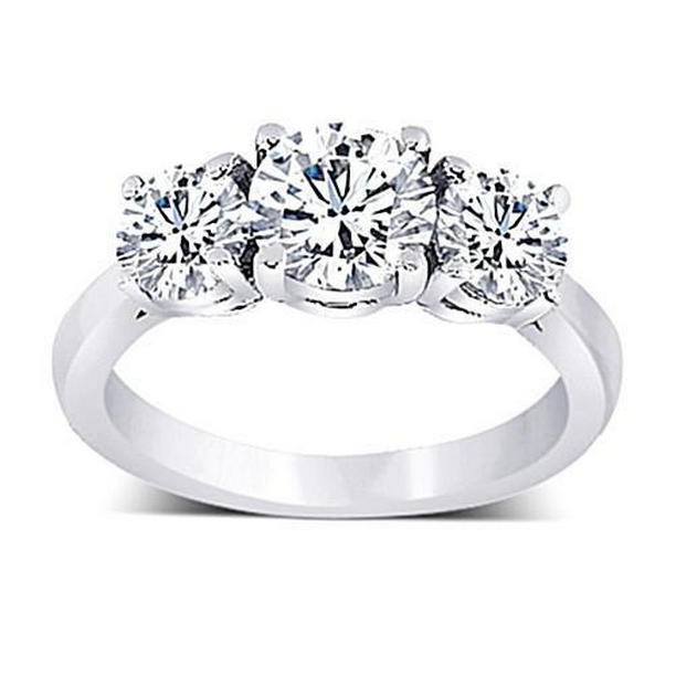 11325 2.01 CT Round Diamonds Three Stone Anniversary Ring, Size 6.5