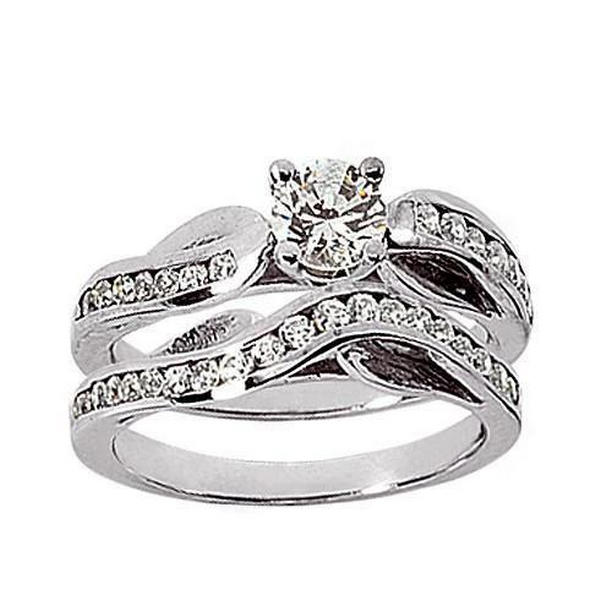 1135 1.90 CT Diamond Engagement Ring Set, 14K White Gold - Size 6.5