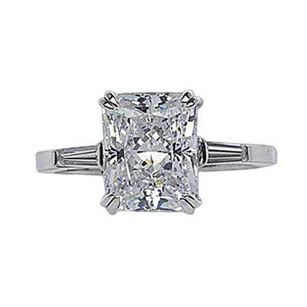 Picture of Harry Chad Enterprises 11387 2.11 CT Radiant & Baguette Diamonds Three Stone Engagement Ring&#44; Size 6.5