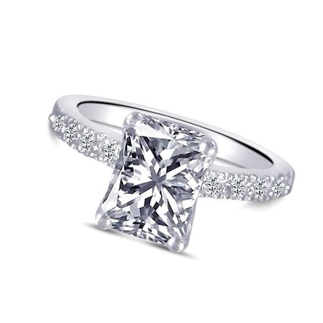 Picture of Harry Chad Enterprises 11418 1.51 CT Radiant Cut Diamond Solitaire Ring with Accents&#44; White Gold - Size 6.5