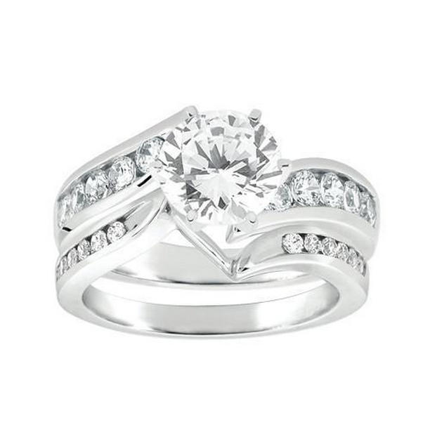 Picture of Harry Chad Enterprises 11500 1.76 CT Diamond Engagement Ring Set, 14K White Gold - Size 6.5