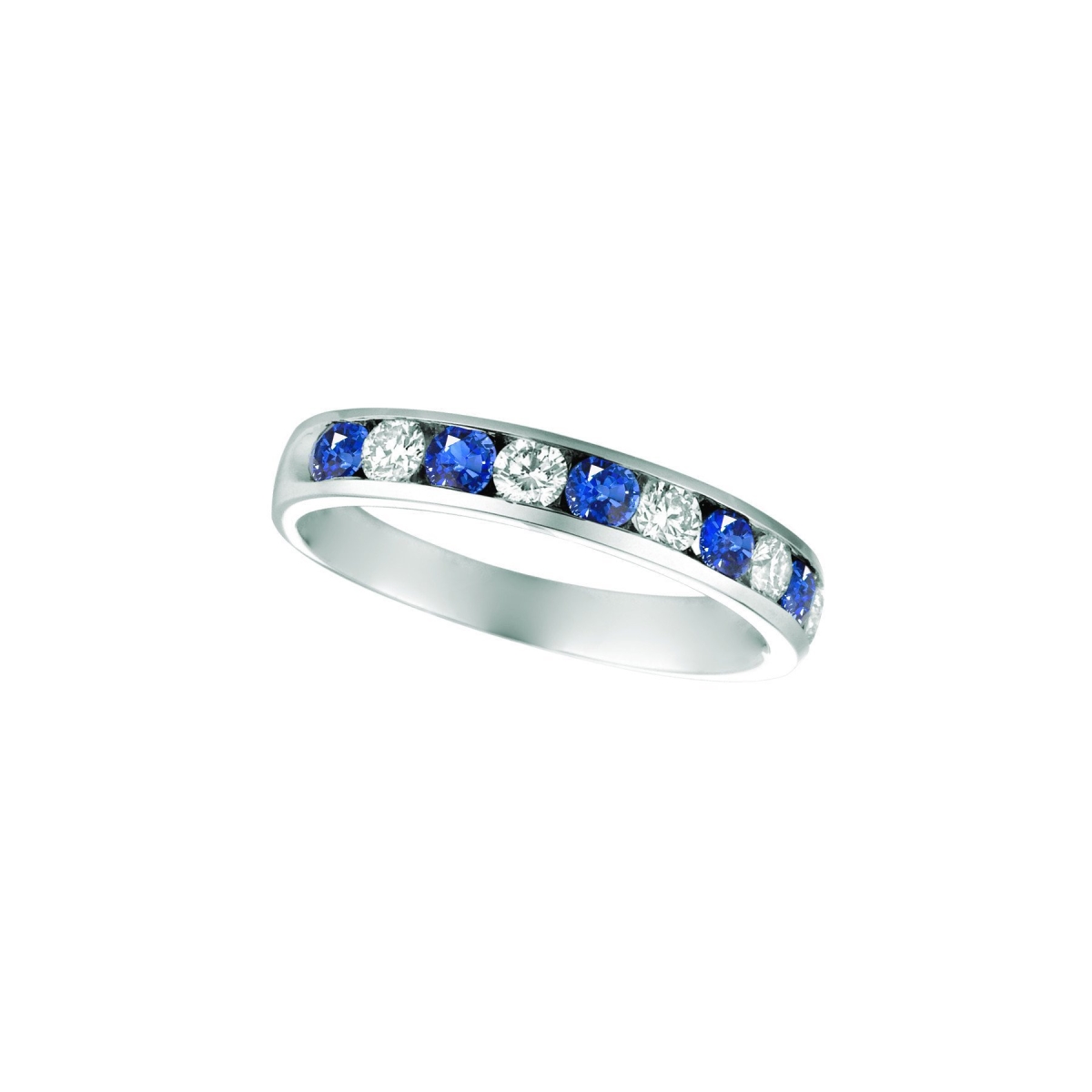 Picture of Harry Chad Enterprises 18472 1 CT Sapphire & Diamond Eternity Band&#44; 14K White Gold - Size 6.5