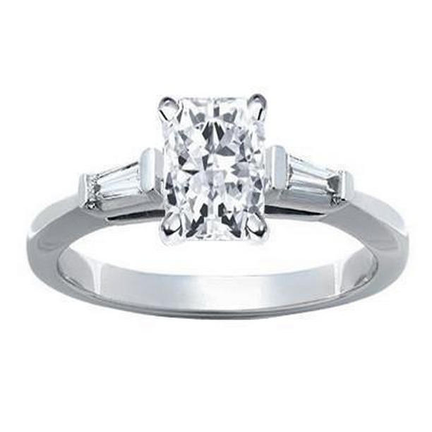 1892 1.61 CT Diamond Three Stone Engagement Ring, 14K White Gold - Size 6.5