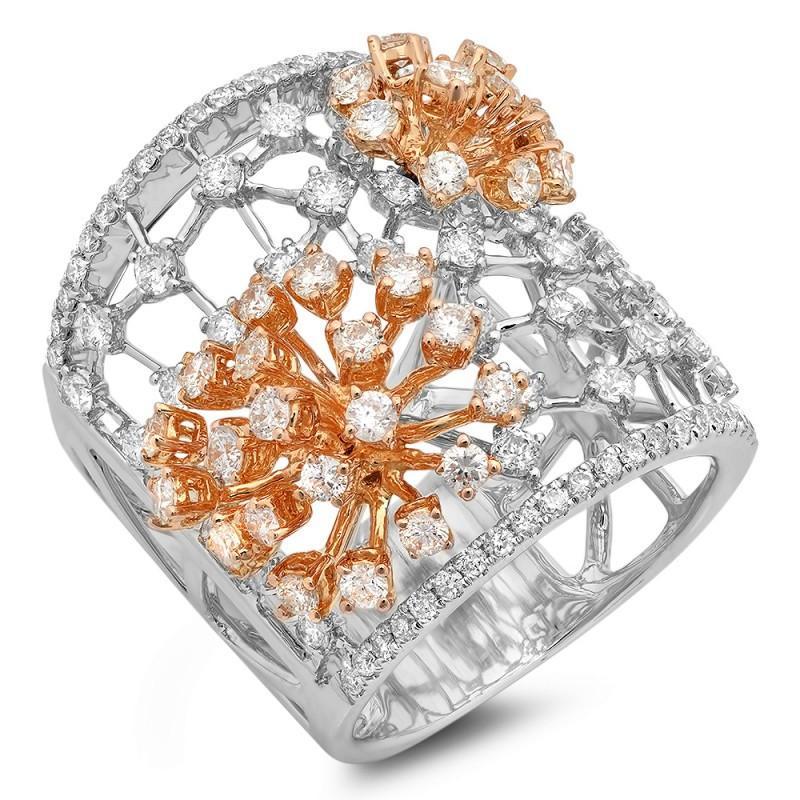 18939 2.37 CT Diamond Engagement Anniversary Ring, 18K White & Rose Gold - Size 6.5