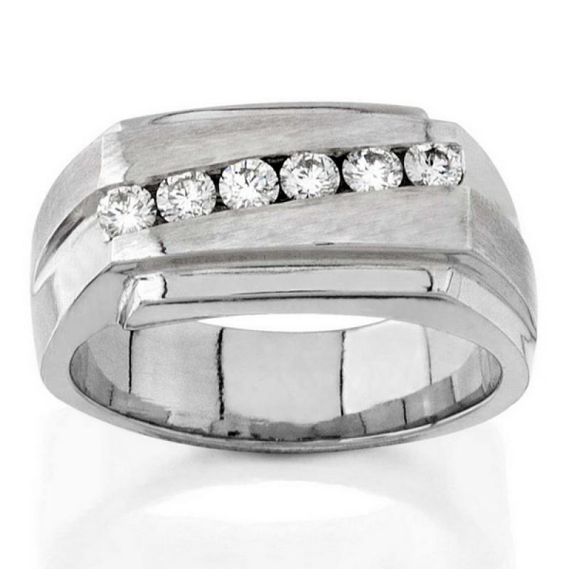 Picture of Harry Chad Enterprises 19128 Sparkling 0.50 CT Round Diamonds Mens Ring&#44; 14K White Gold - Size 8