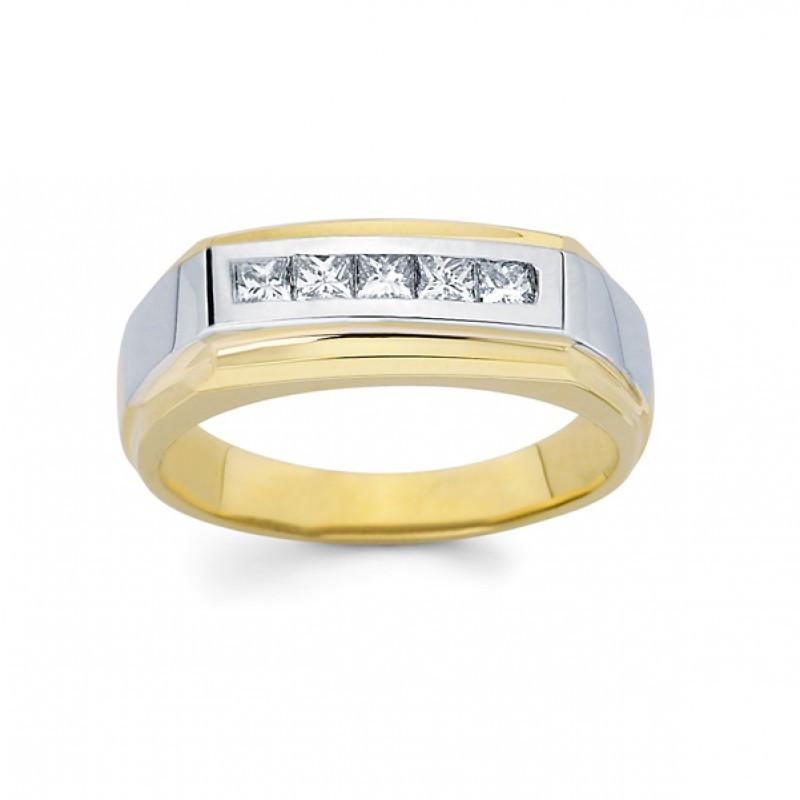 Picture of Harry Chad Enterprises 19163 1 CT Princess Diamond Mens Ring&#44; 14K Two Tone Gold - Size 8