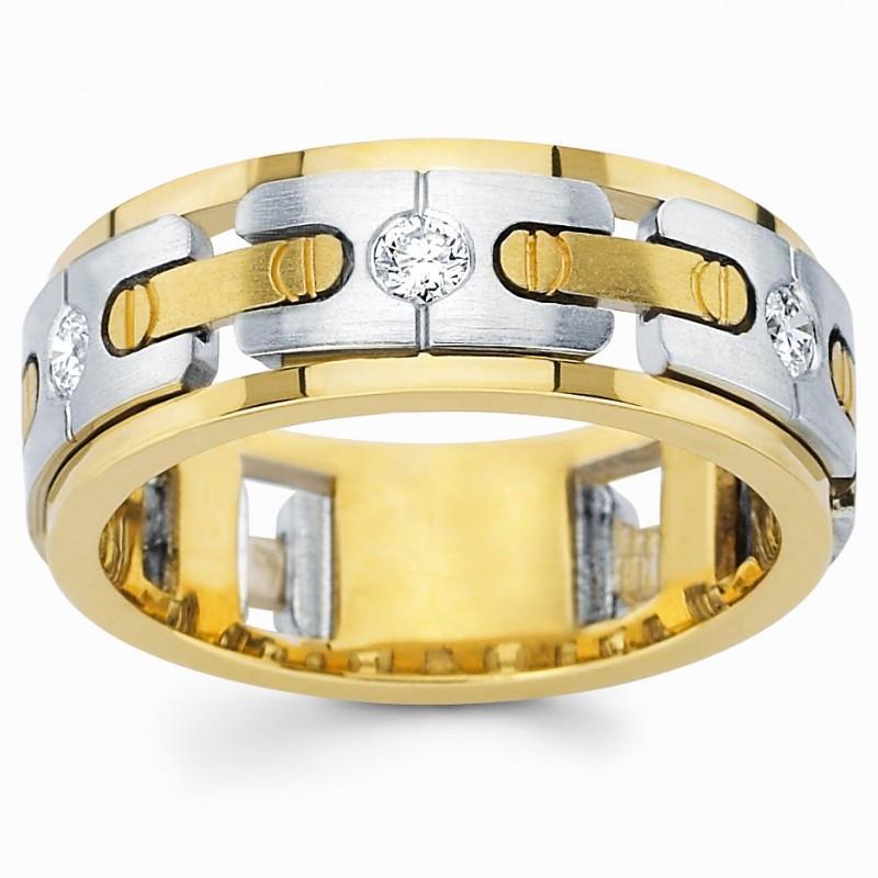 Picture of Harry Chad Enterprises 19181 0.45 CT Round Diamonds Mens Engagement Band&#44; 14K Yellow & White Gold - Size 8