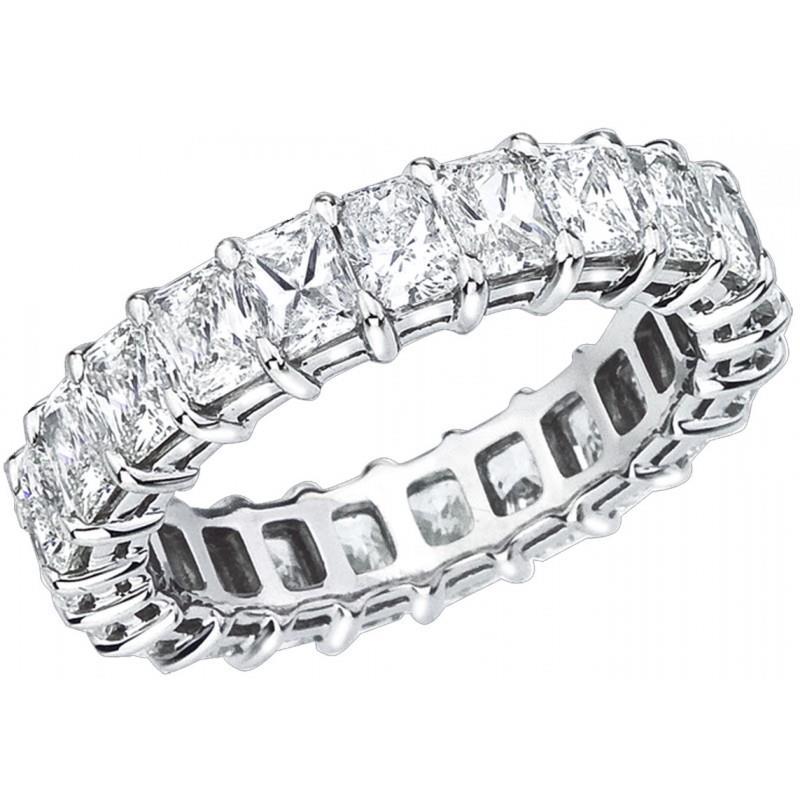 Princess Cut Diamond Eternity 4.40 CT Band, 14K Gold - Size 6.5