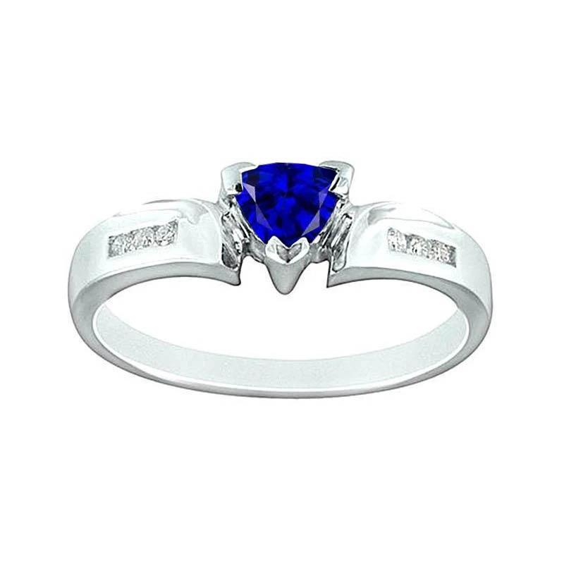 25236 14K White Gold Ceylon Sapphire 1.21 CT Diamonds Anniversary Ring, Size 6.5