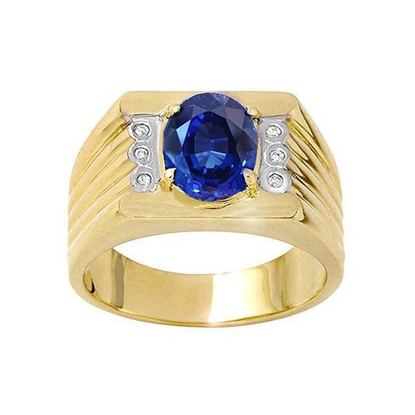 Picture of Harry Chad Enterprises 25261 2.31 CT Two Tone Gold 14K Oval Sapphire & Round Diamond Ring&#44; Size 6.5