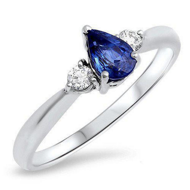 25299 1.50 CT Ceylon Sapphire with Diamonds 3 Stone Ring, 14K White Gold - Size 6.5
