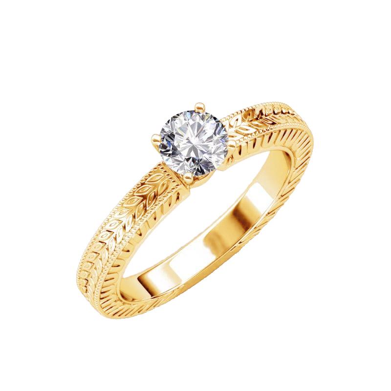 Picture of Harry Chad Enterprises 25446 1.50 CT Round Cut Diamond Engagement Ring&#44; Yellow Gold - Size 6.5
