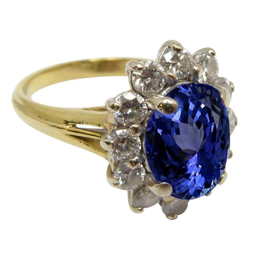 Picture of Harry Chad Enterprises 2548 2.25 CT Round Cut Tanzanite & Diamonds Fancy Ring&#44; 14K Two Tone Gold - Size 6.5