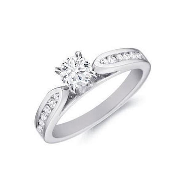 25619 Diamond Brilliant Cut 2.10 CT Split Shank Engagement Ring, 14K White Gold - Size 6.5