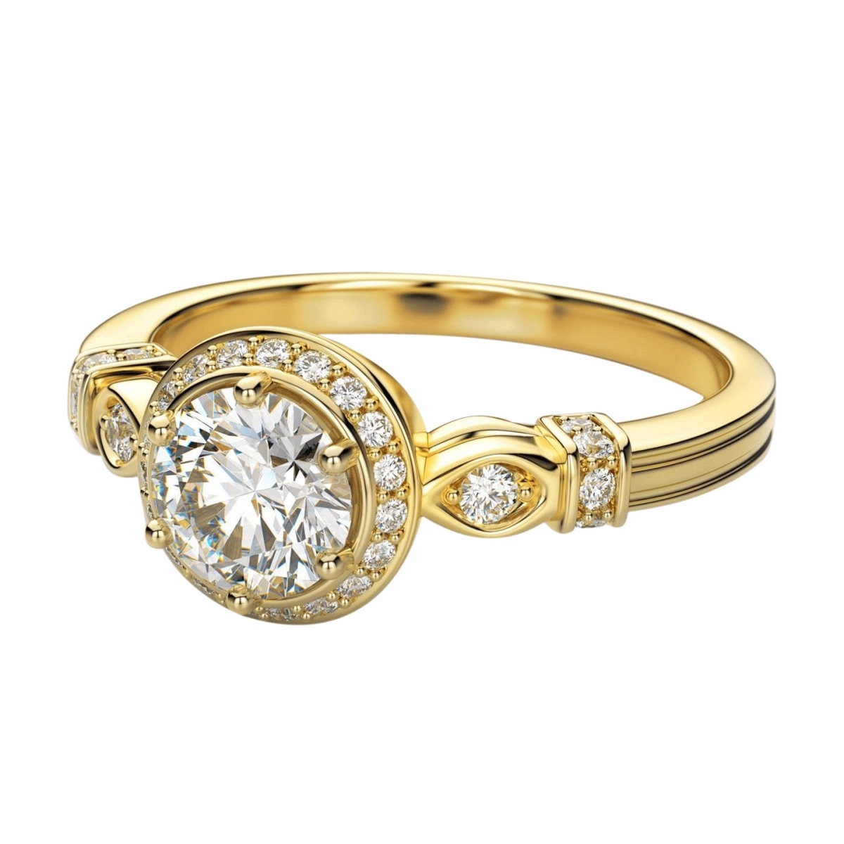 Picture of Harry Chad Enterprises 30898 14K Yellow Gold 2.70 CT Diamonds Antique Style Engagement Ring&#44; Size 6.5